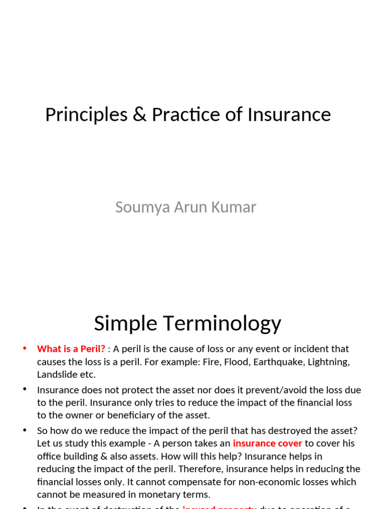 Insurance Principles and Perils Explained | PDF | Insurance | Reinsurance