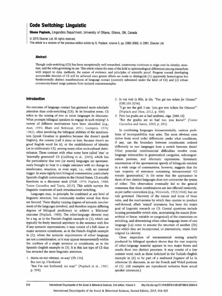 Code Switching Linguistic | PDF