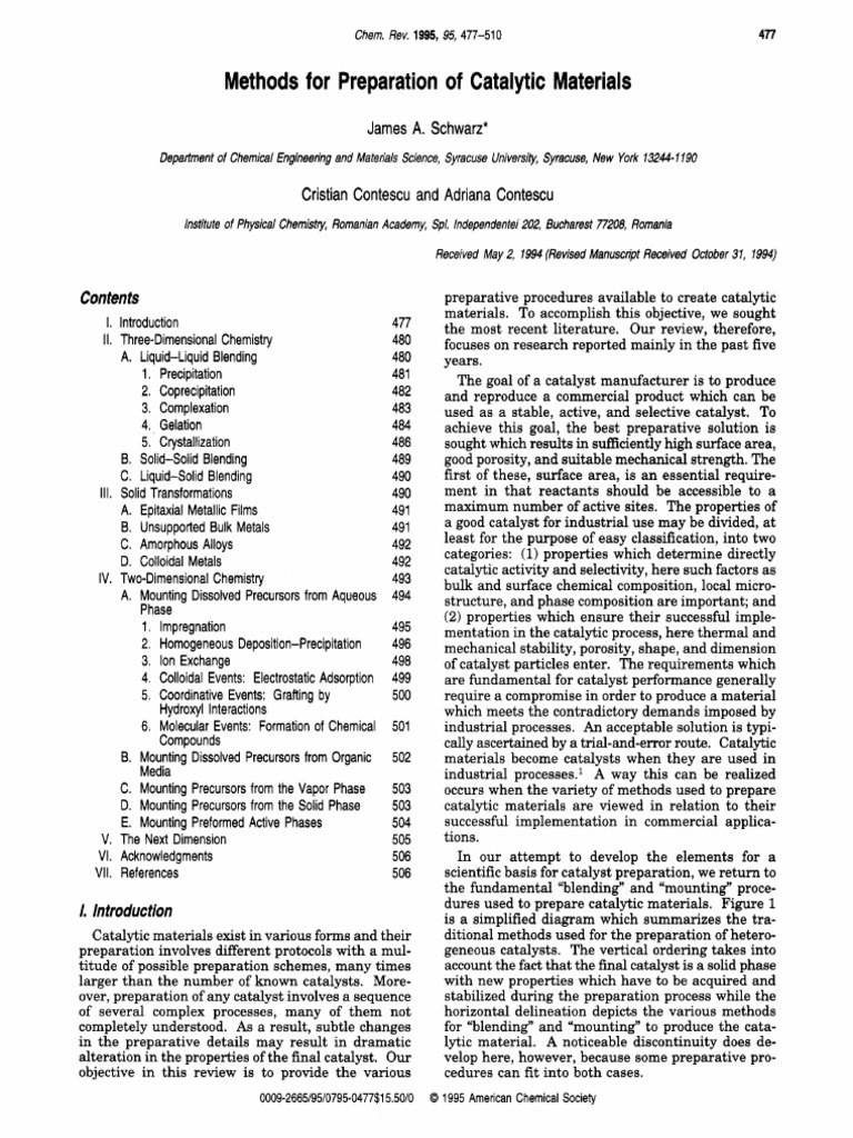 Methods For Preparation of Catalytic Materials | PDF | Catalysis ...