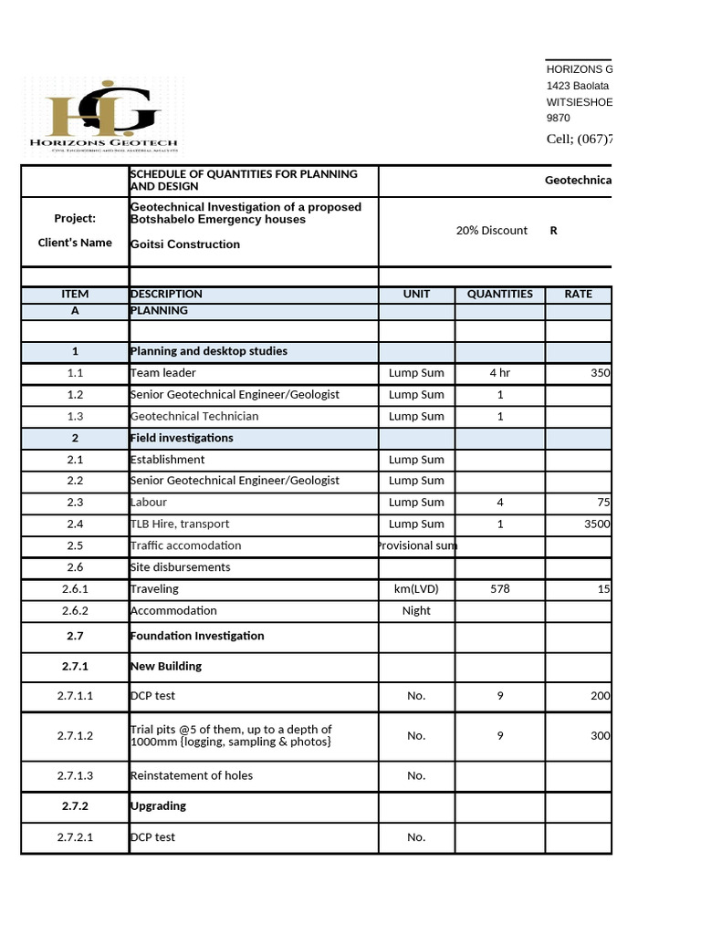 Geotechnical Investigation Quotation | PDF | Geotechnical Engineering ...