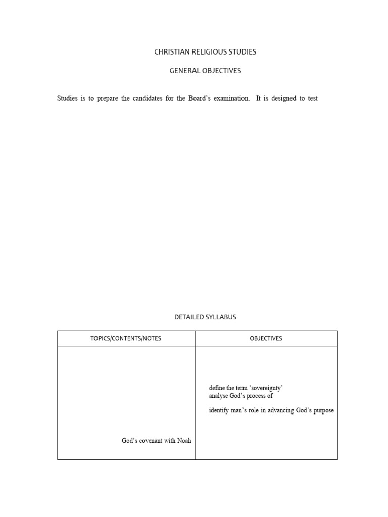 Christian Religious Studies Syllabus Overview | PDF | Books Of Kings ...