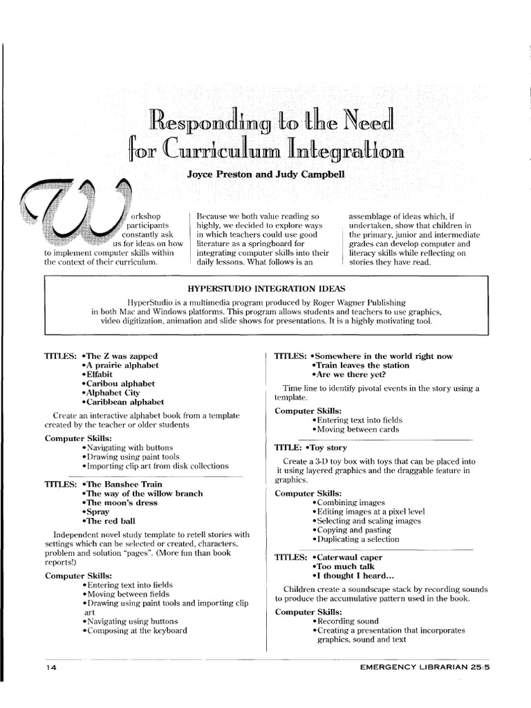 Curriculum Integration Strategies | PDF