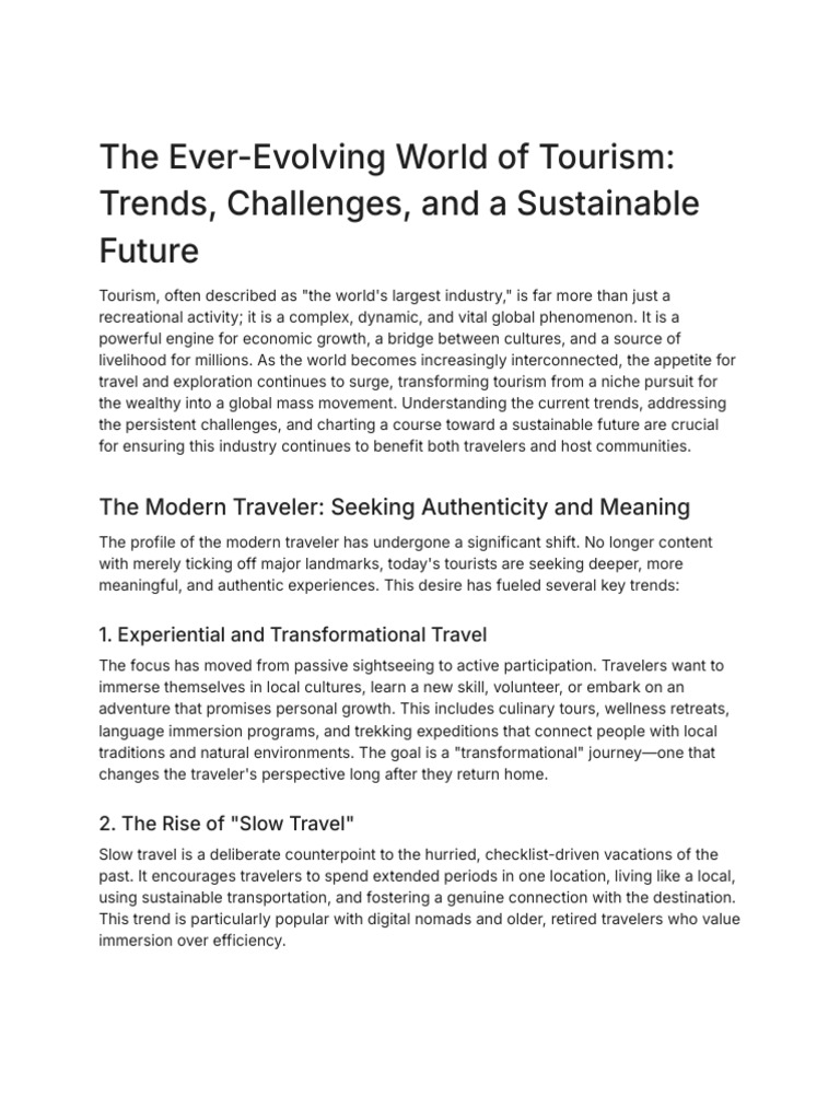 The Ever-Evolving World of Tourism - Trends, Challenges, and A ...
