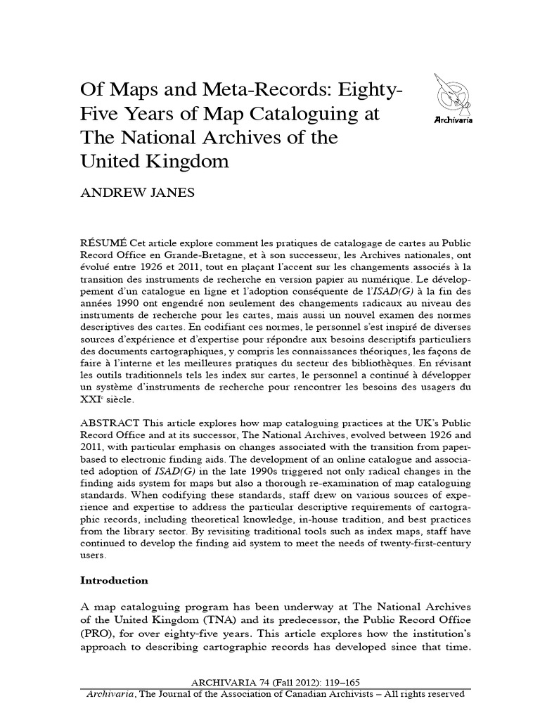 Evolution of Map Cataloguing in the UK | PDF | Cartography | Archivist