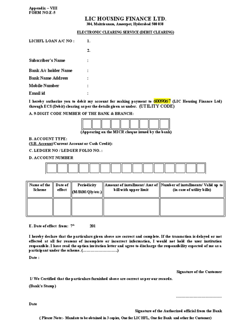 Mandate Form (ECS New) PDF