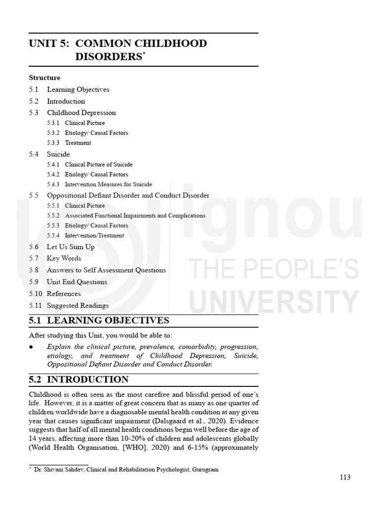 Childhood Mental Health Disorders Guide | PDF | Mental Disorder ...