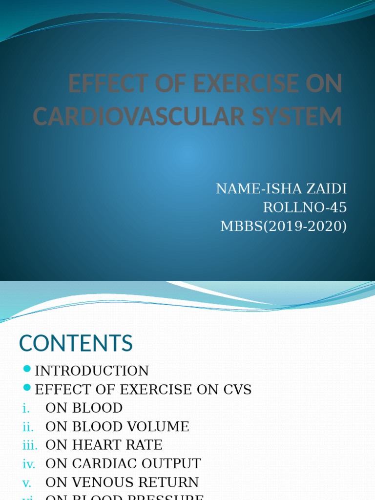 Impact of Exercise on Cardiovascular Health | PDF | Blood Pressure | Heart