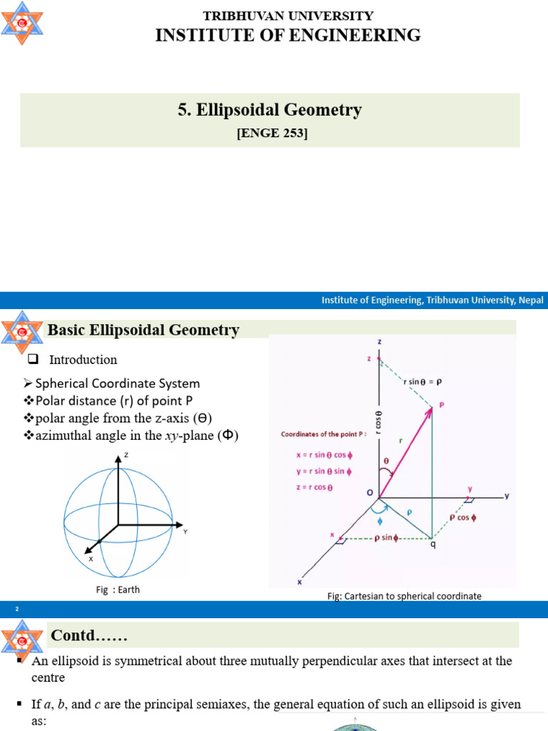 5.0 Ellipsoidal Geometry | PDF | Latitude | Geodesy