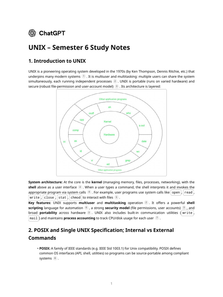 UNIX Operating System Study Notes | PDF | Zip (File Format) | Computer File