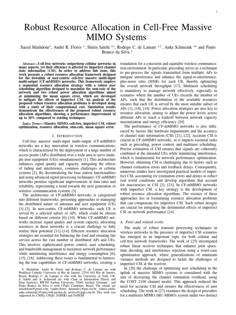 Robust Resource Allocation in Cell-Free Massive MIMO Systems | PDF ...