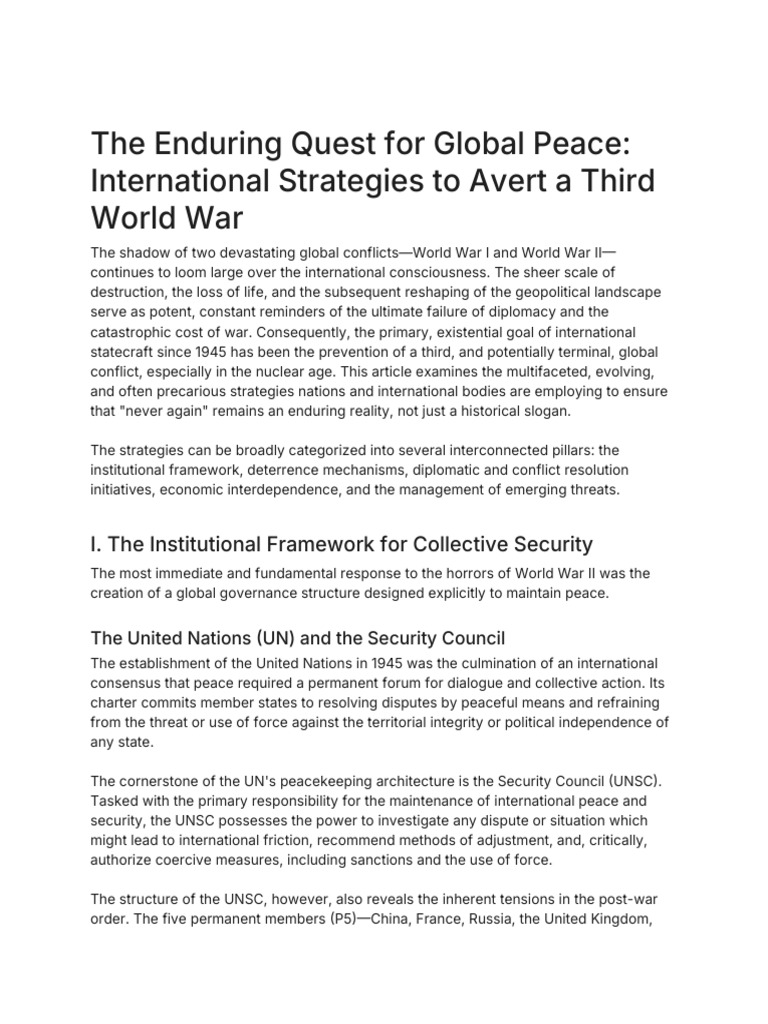 Strategies for Preventing Global Conflict | PDF | Deterrence Theory ...