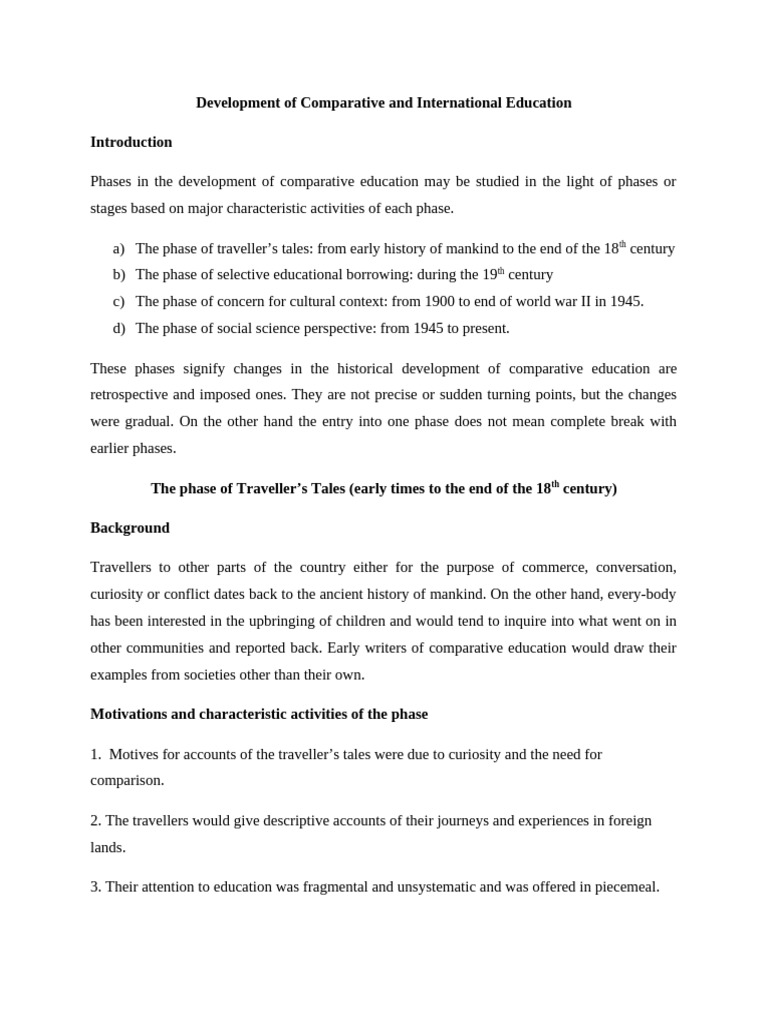 Phases of Comparative Education Development | PDF | Social Sciences ...