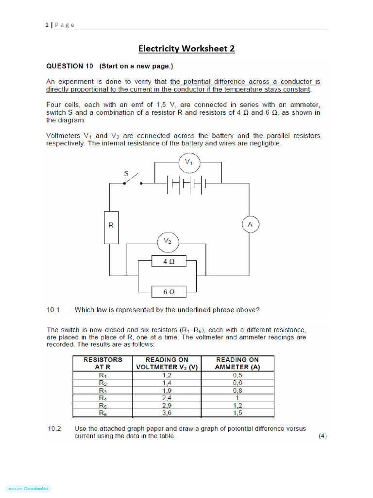Electricity Worksheet 2 | PDF