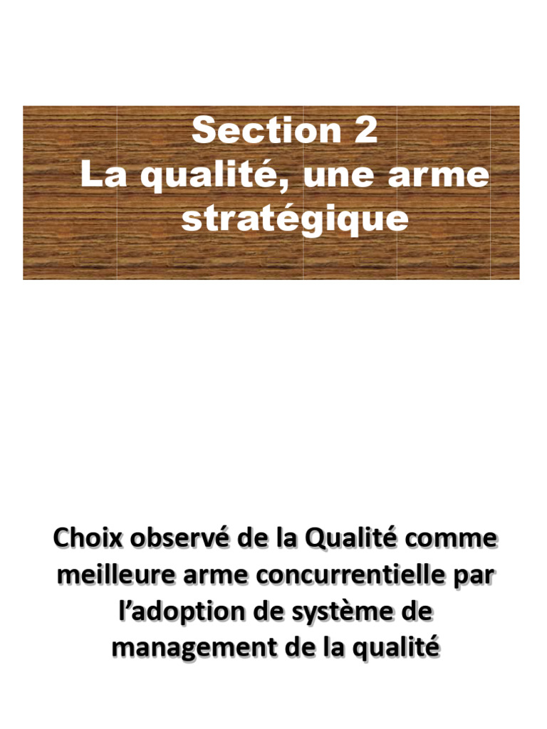 Management de la qualité : enjeux et principes | PDF | Management de la ...