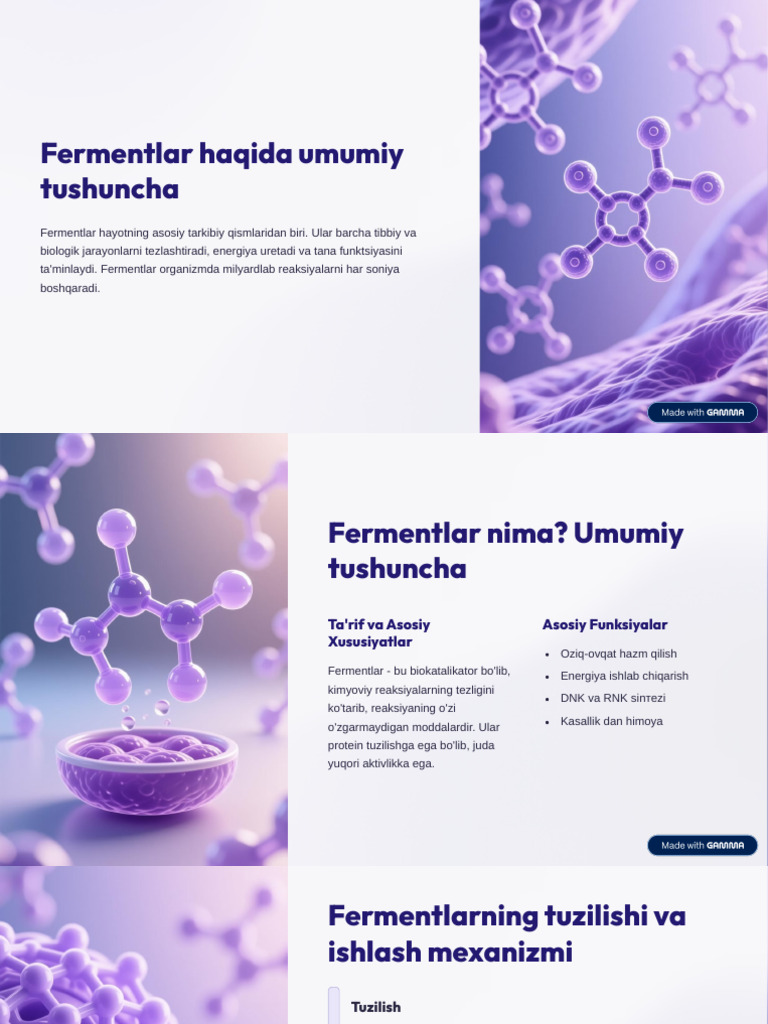 Fermentlar Haqida Umumiy Tushuncha | PDF