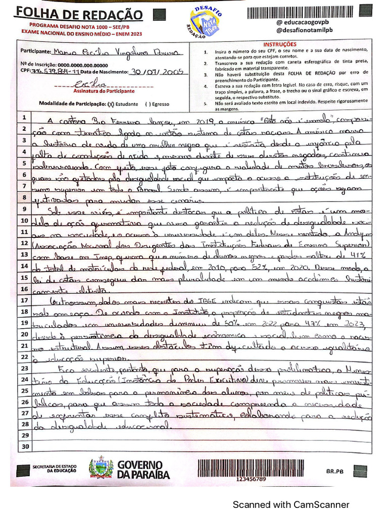 Redação Desafio Nota Mil | PDF