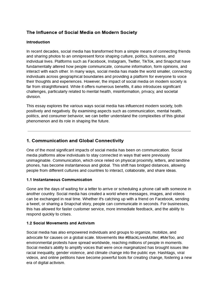 Social Media's Impact on Society Today | PDF | Social Media | Popular ...