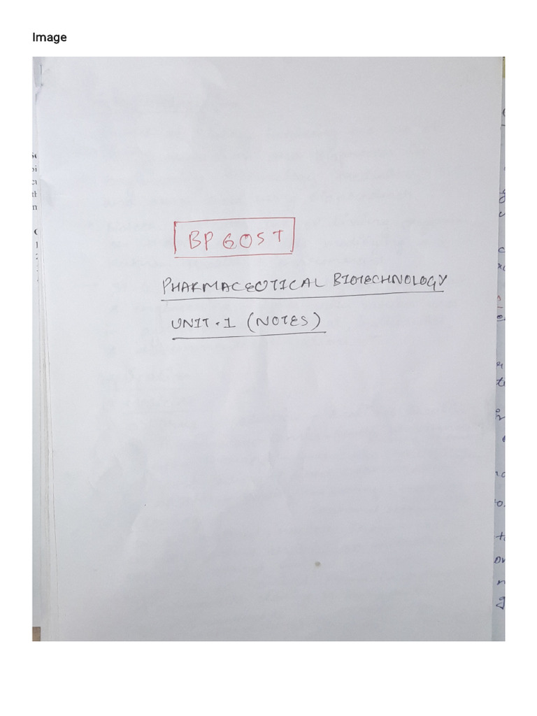 B Pharm Biotechnology 6th Sem Unit 1 Notes Part 1 | PDF