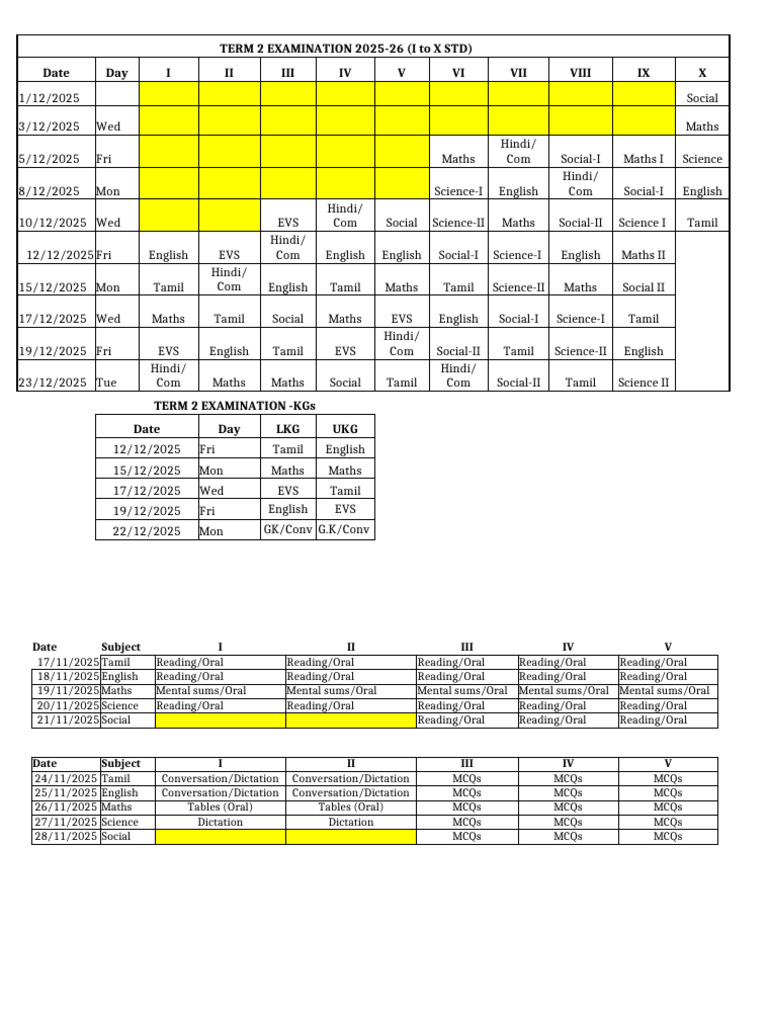 Term 2 Exam Schedule 2025-26 | PDF | Conversation | Communication