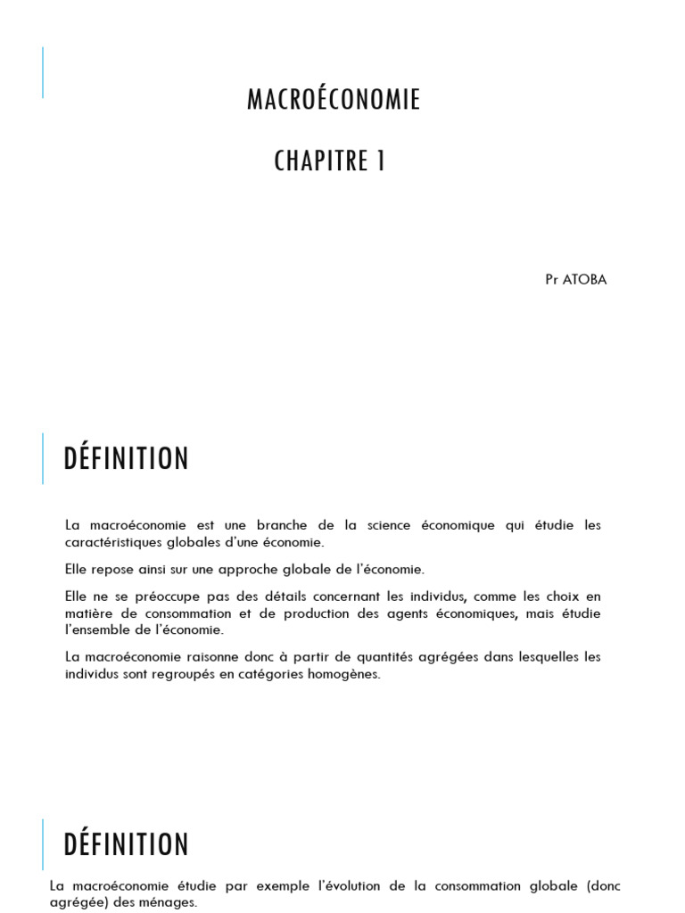 Introduction à la macroéconomie et PIB | PDF | Produit intérieur brut ...