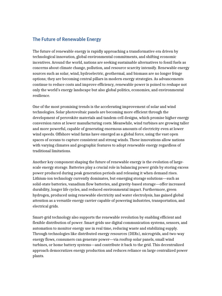 Future Trends in Renewable Energy | PDF | Renewable Energy | Wind Power