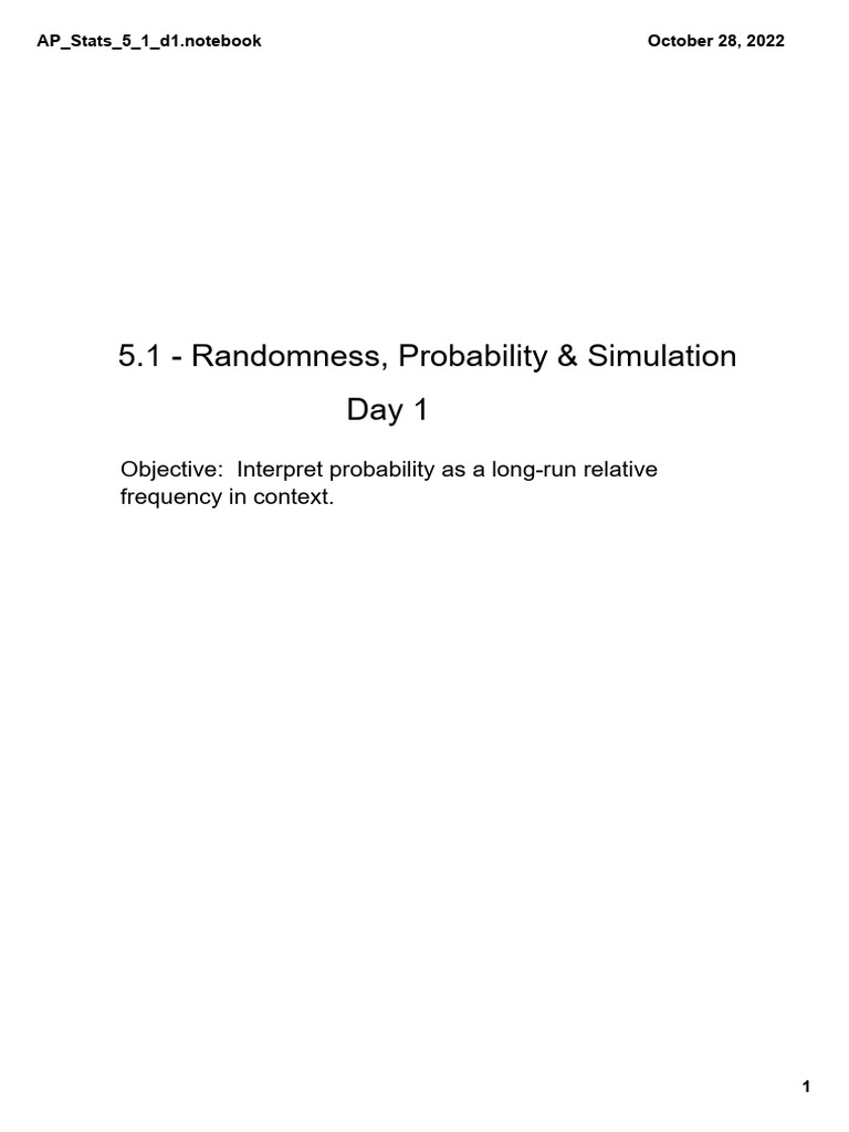 Probability and Simulation in AP Stats | PDF | Randomness | Probability