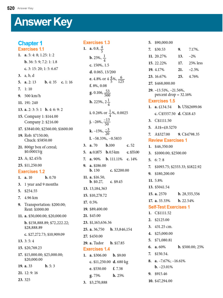 Answer Key for Exercises 1-3 | PDF | Financial Services | Personal Finance