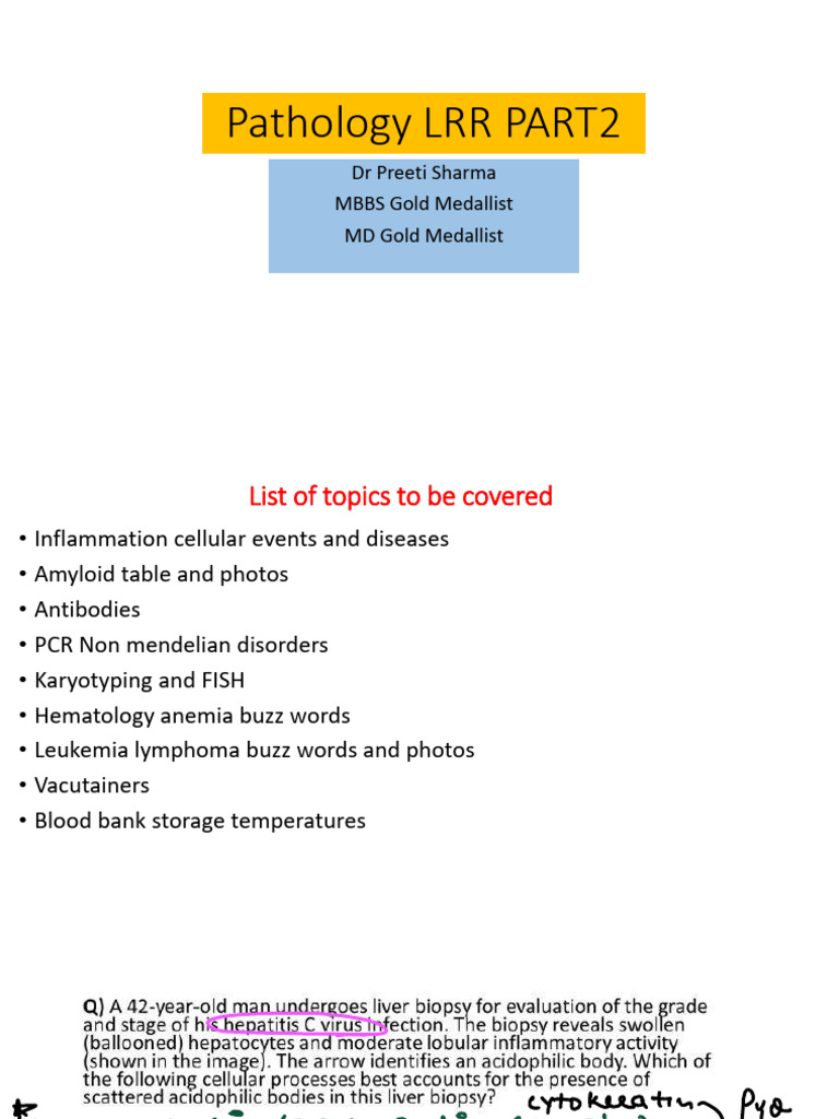 Pathology LRR Part 2: Key Topics Overview | PDF | Anemia | Medical ...