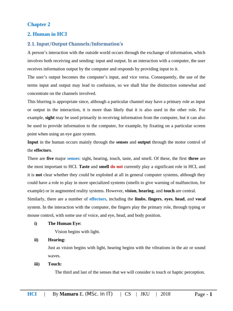 Human Interaction in HCI: Senses & Memory | PDF | Deductive Reasoning ...