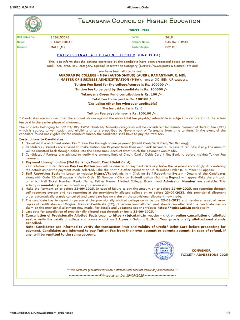 Allotment Order | PDF | Credit Card | Payments