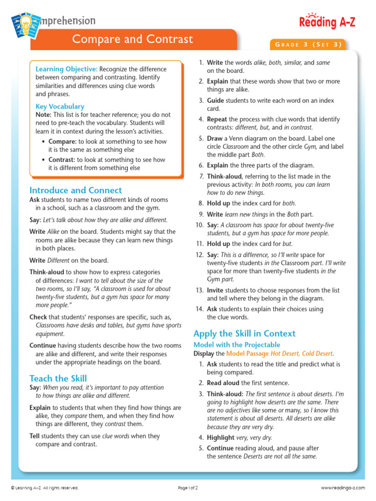 cp_gr3_compare_contrast_teacher_lesson_plan (1) | PDF | Bears | Polar Bear
