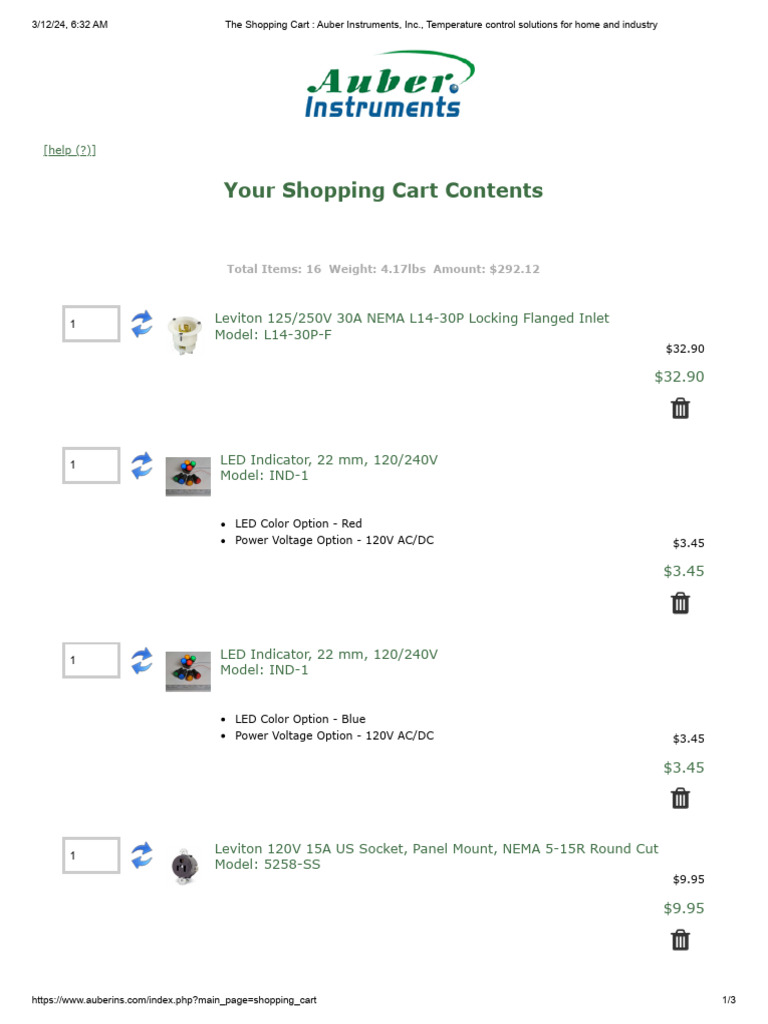 The Shopping Cart _ Auber Instruments_ Inc. | PDF | Mains Electricity ...