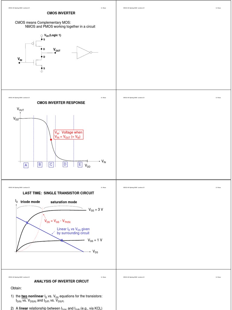 CMOS Inverter Operation and Analysis | PDF | Cmos | Electrical Components