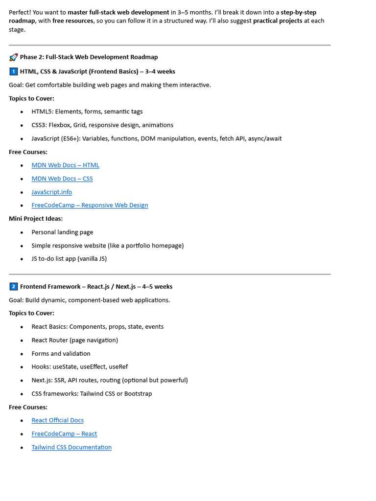 Full-Stack Web Development Guide | PDF | Web Development | Java Script