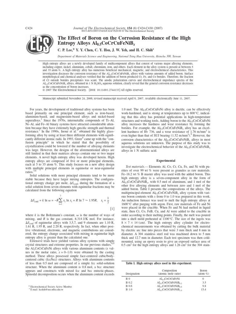 Lee2007 - The Effect of Boron On The Corrosion Resistance of The High ...
