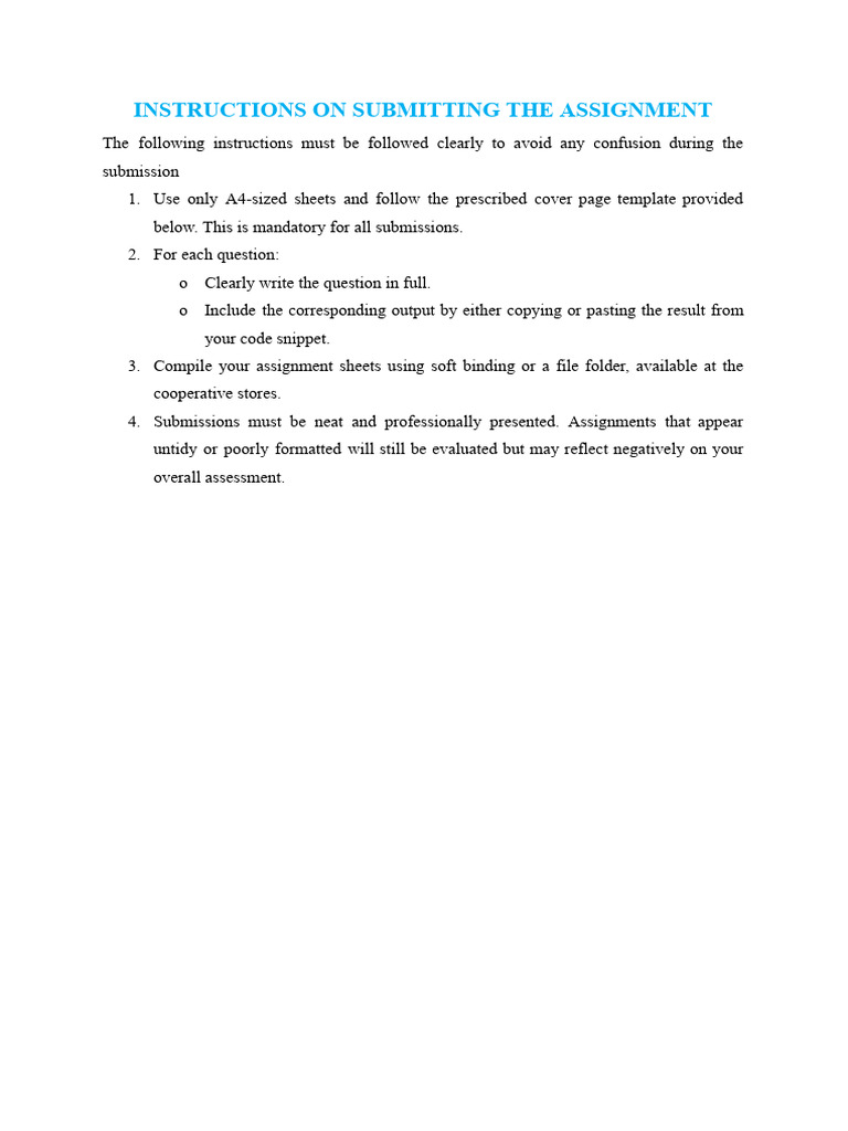 Assignment Submission Guidelines AI | PDF