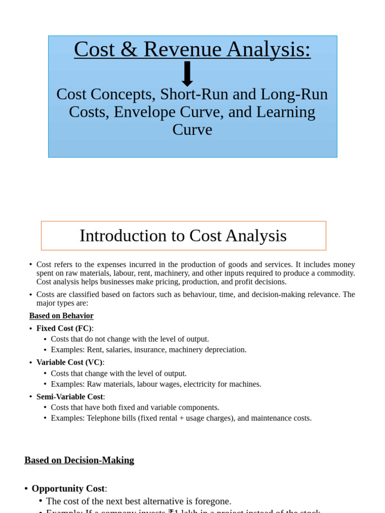 Cost & Revenue Analysis | PDF | Average Cost | Long Run And Short Run