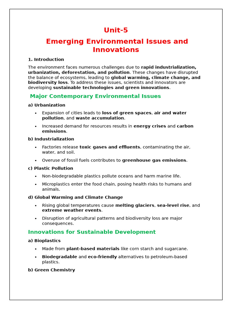 Emerging Environmental Issues & Innovations | PDF | Agriculture ...