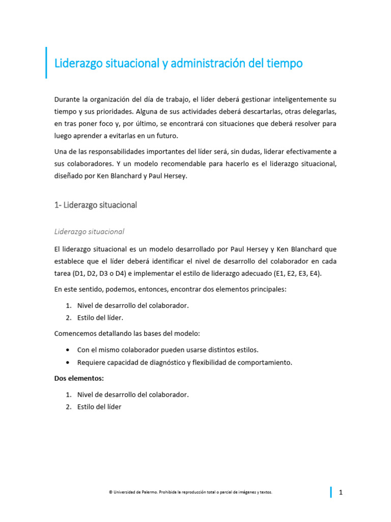 Liderazgo Situacional y Gestión del Tiempo | PDF