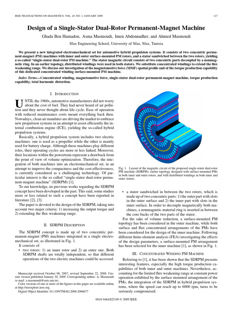 [2] Design of a Single-Stator Dual-Rotor Permanent-Magnet Machine | PDF ...
