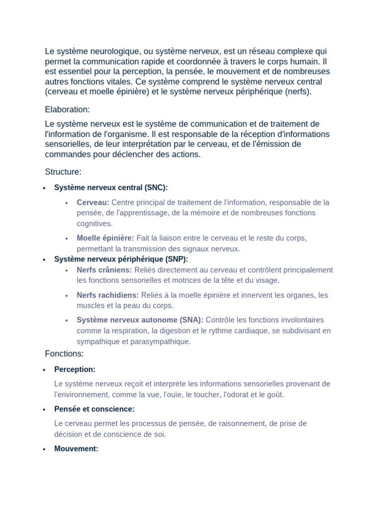 Comprendre le système nerveux humain | PDF | Système nerveux | Cerveau