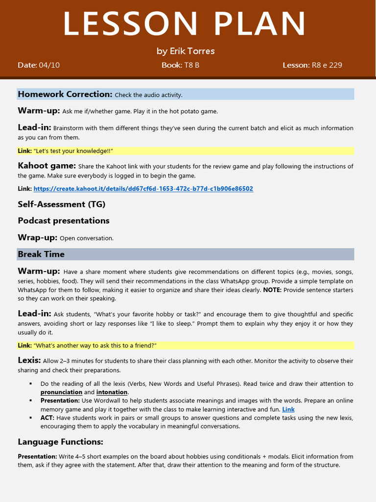 Interactive Lesson Plan for Vocabulary | PDF | Cognition | Learning