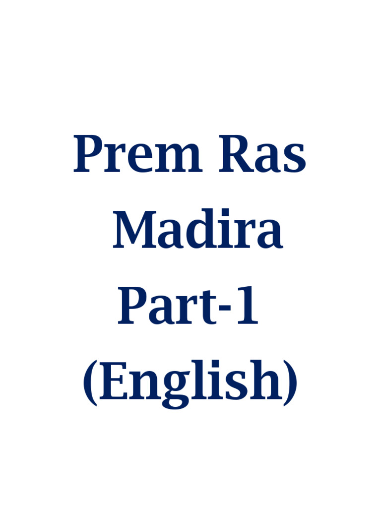 Prem Ras Madira Part-1 Overview | PDF | Consonant | Saint