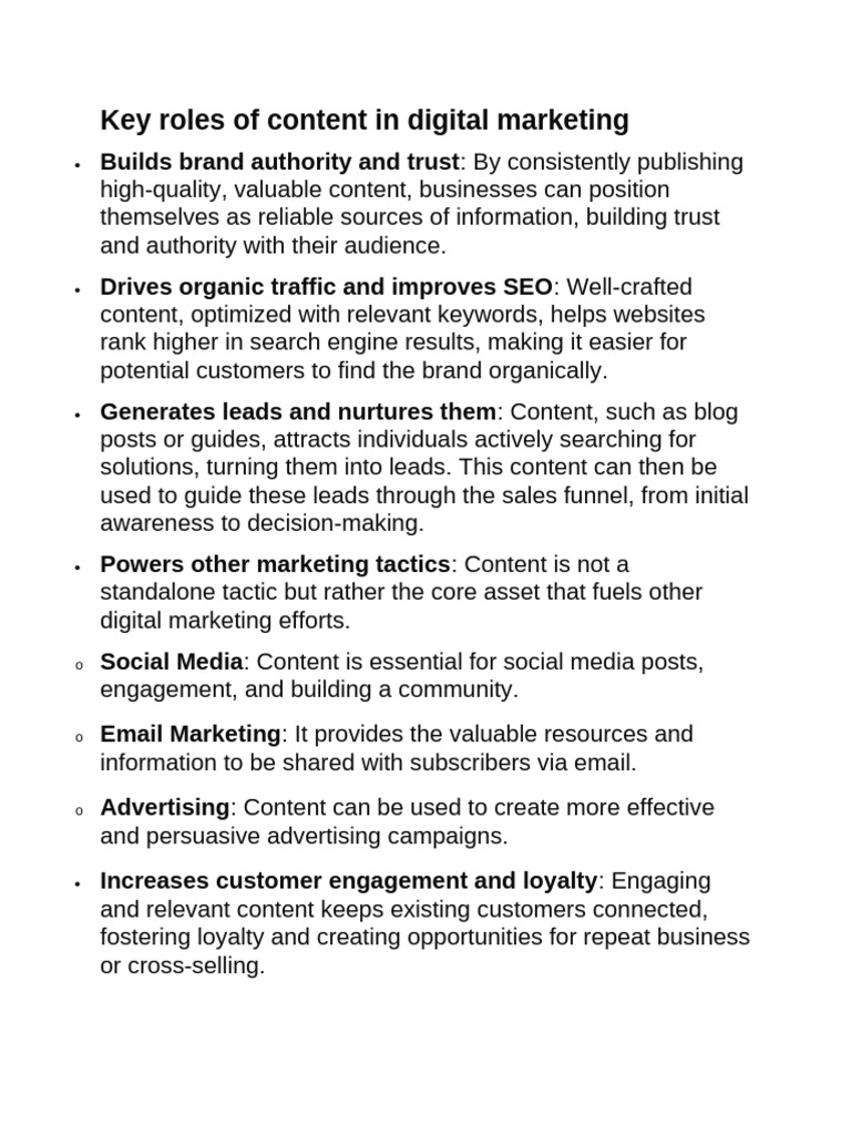 Key Roles and Stratigy of Content | PDF | Digital Marketing | Communication