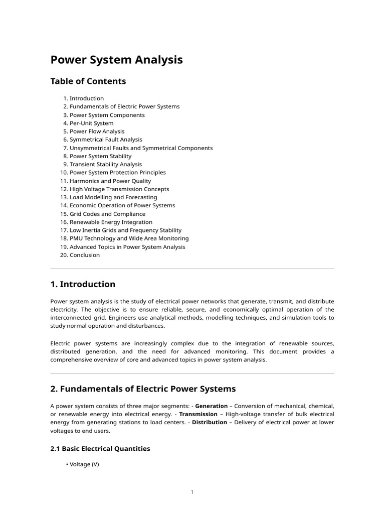 Power System Analysis Document | PDF | Electric Power Transmission | Ac ...