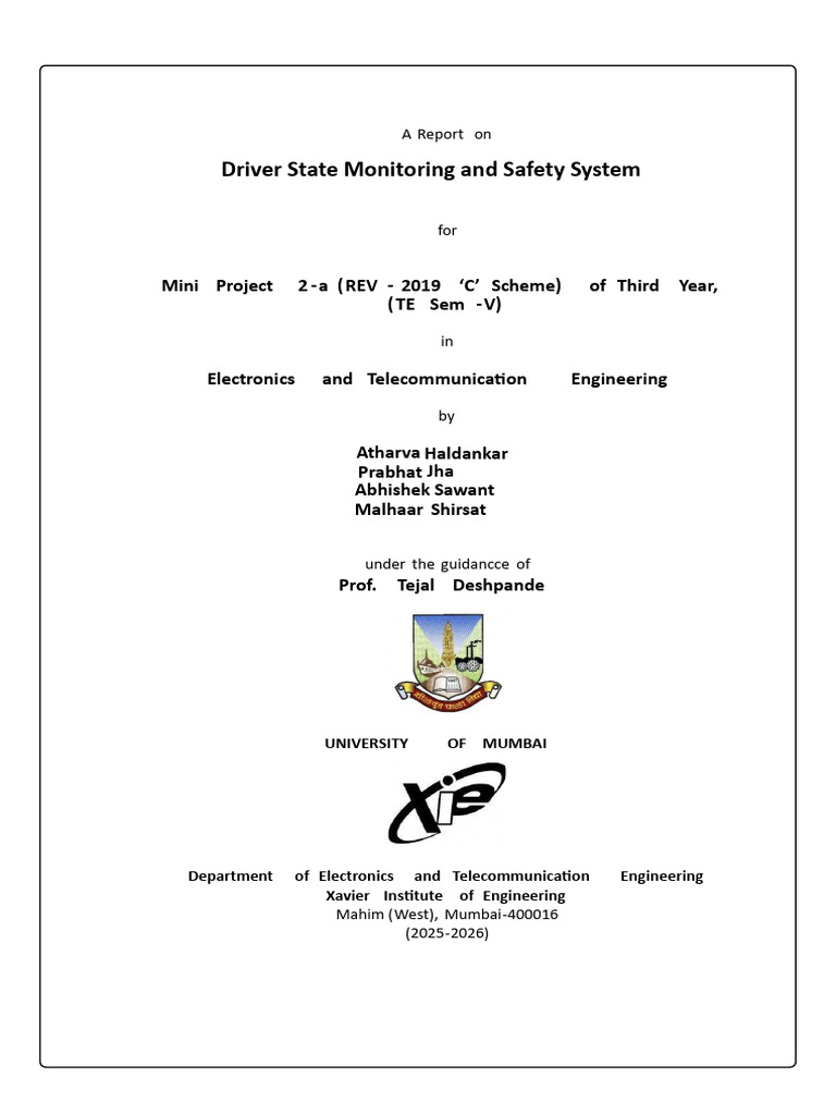 Driver State Monitoring System Report | PDF | Computer Engineering ...