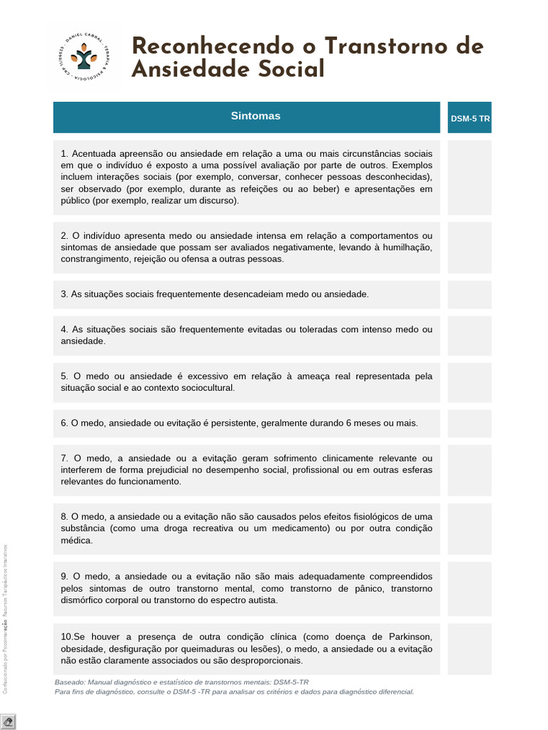 Reconhecendo o Transtorno de Ansiedade Social | PDF | Ansiedade ...