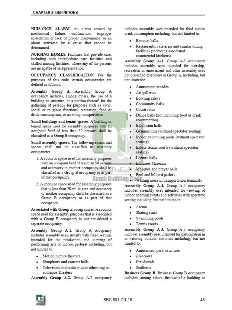 Definitions of Occupancy Classifications | PDF | Building