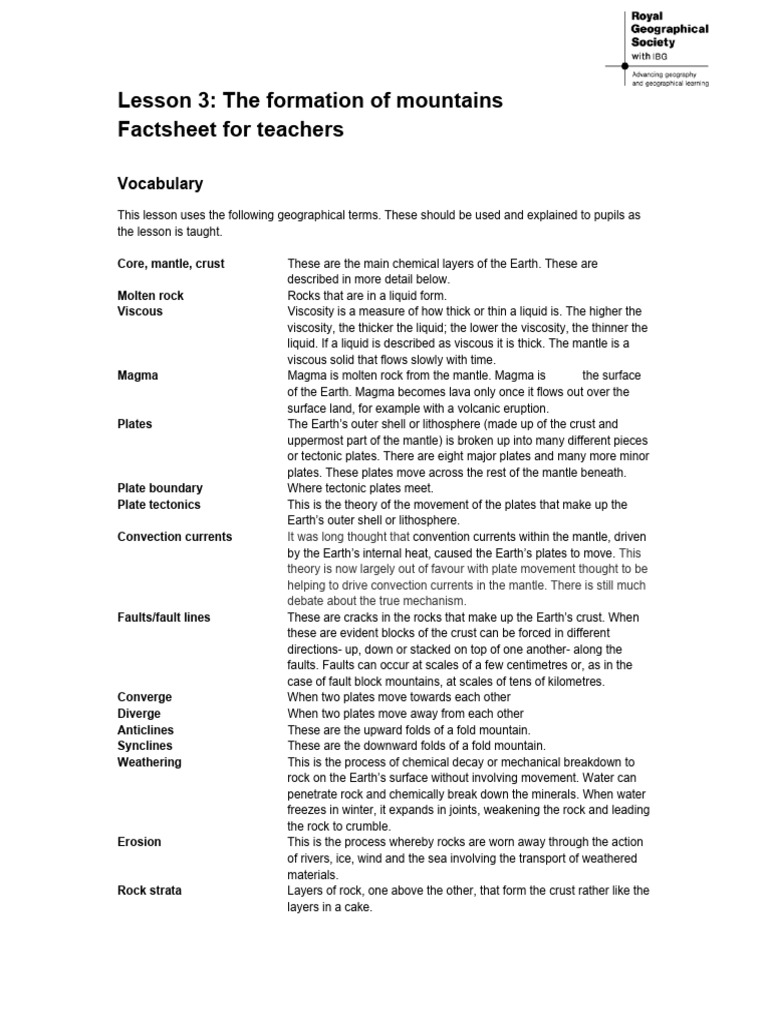 Mountain Formation and Plate Tectonics | PDF | Plate Tectonics ...