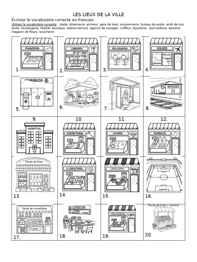 Vocabulaire des lieux en ville | PDF